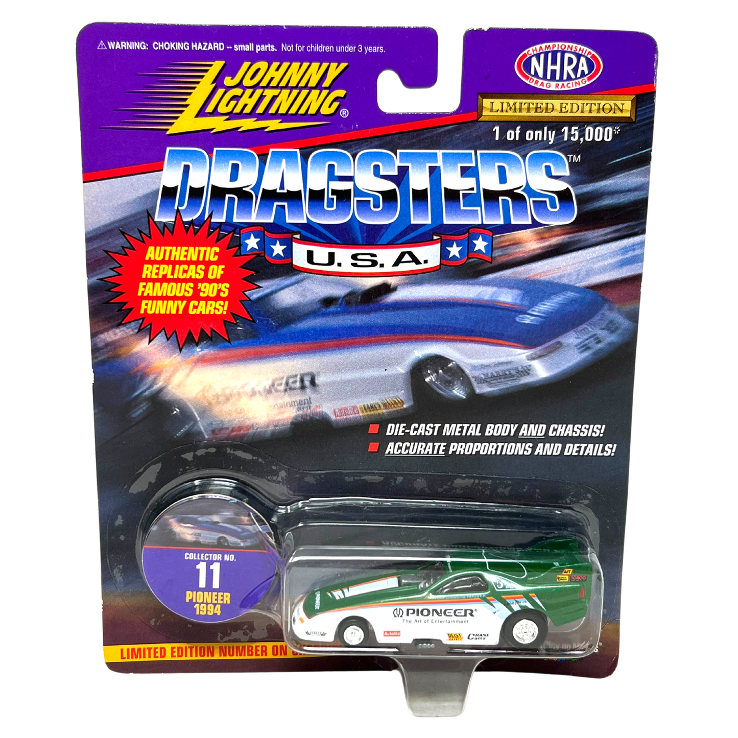 Johnny Lightning Dragsters U.S.A. '94 Pioneer Daytona 1:64 Diecast