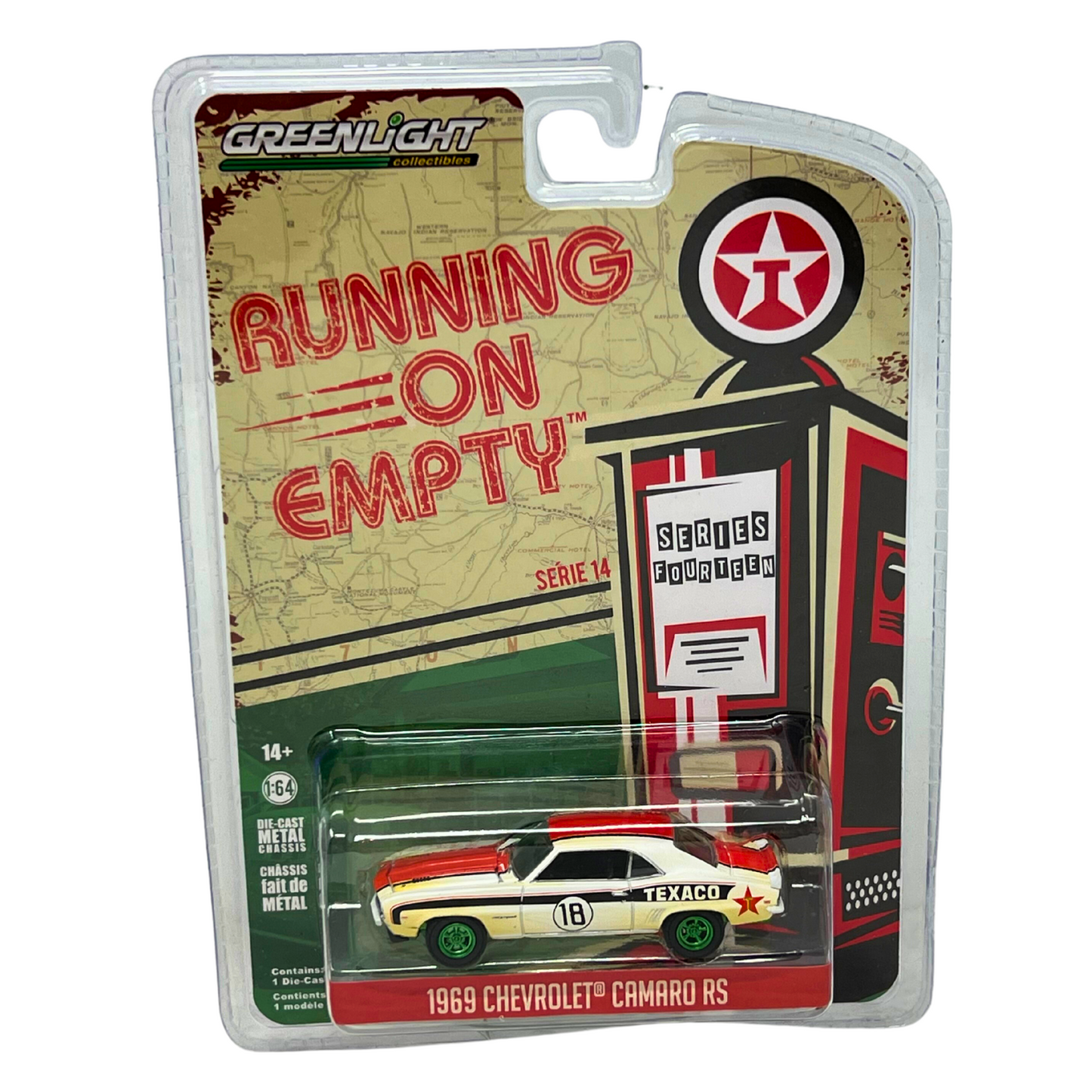 Greenlight Running on Empty 1969 Chevrolet Camaro RS Green Machine 1:64 Diecast