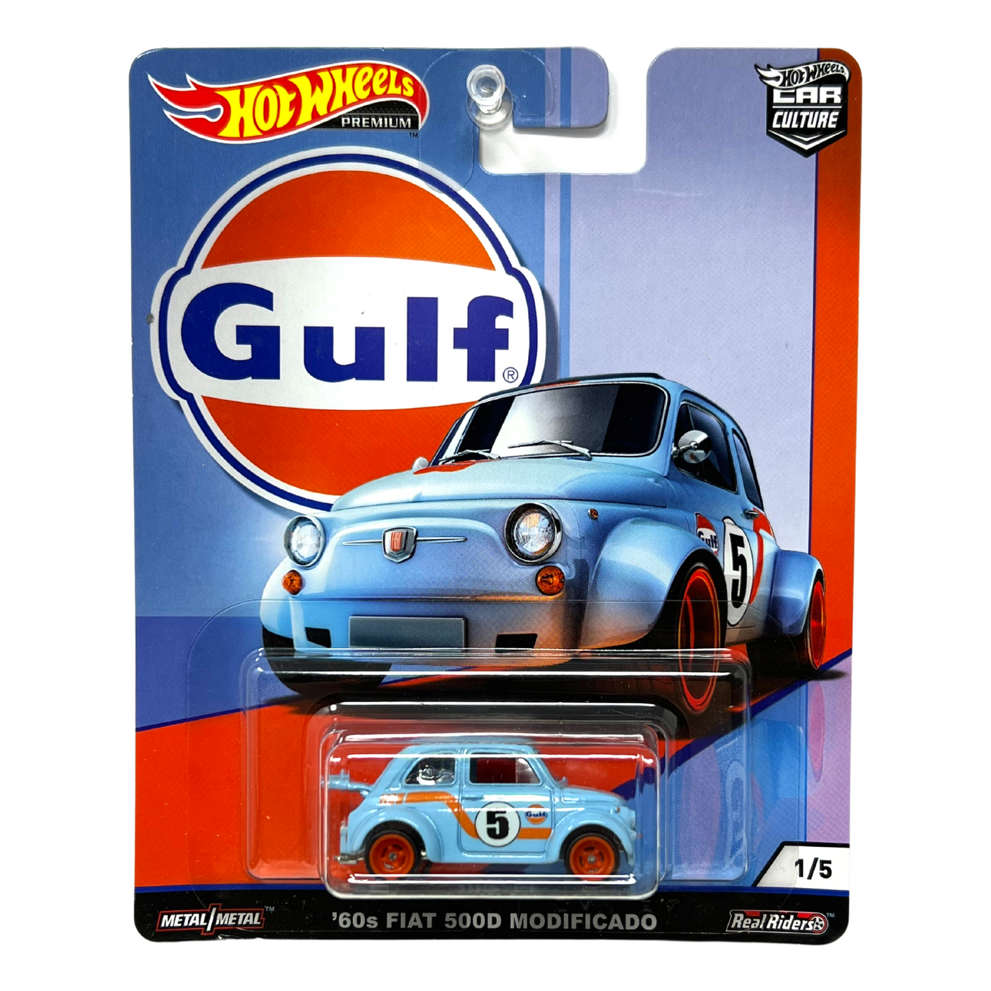 Hot Wheels Premium Car Culture Gulf '60s Fiat 500D Modificado 164 diecast