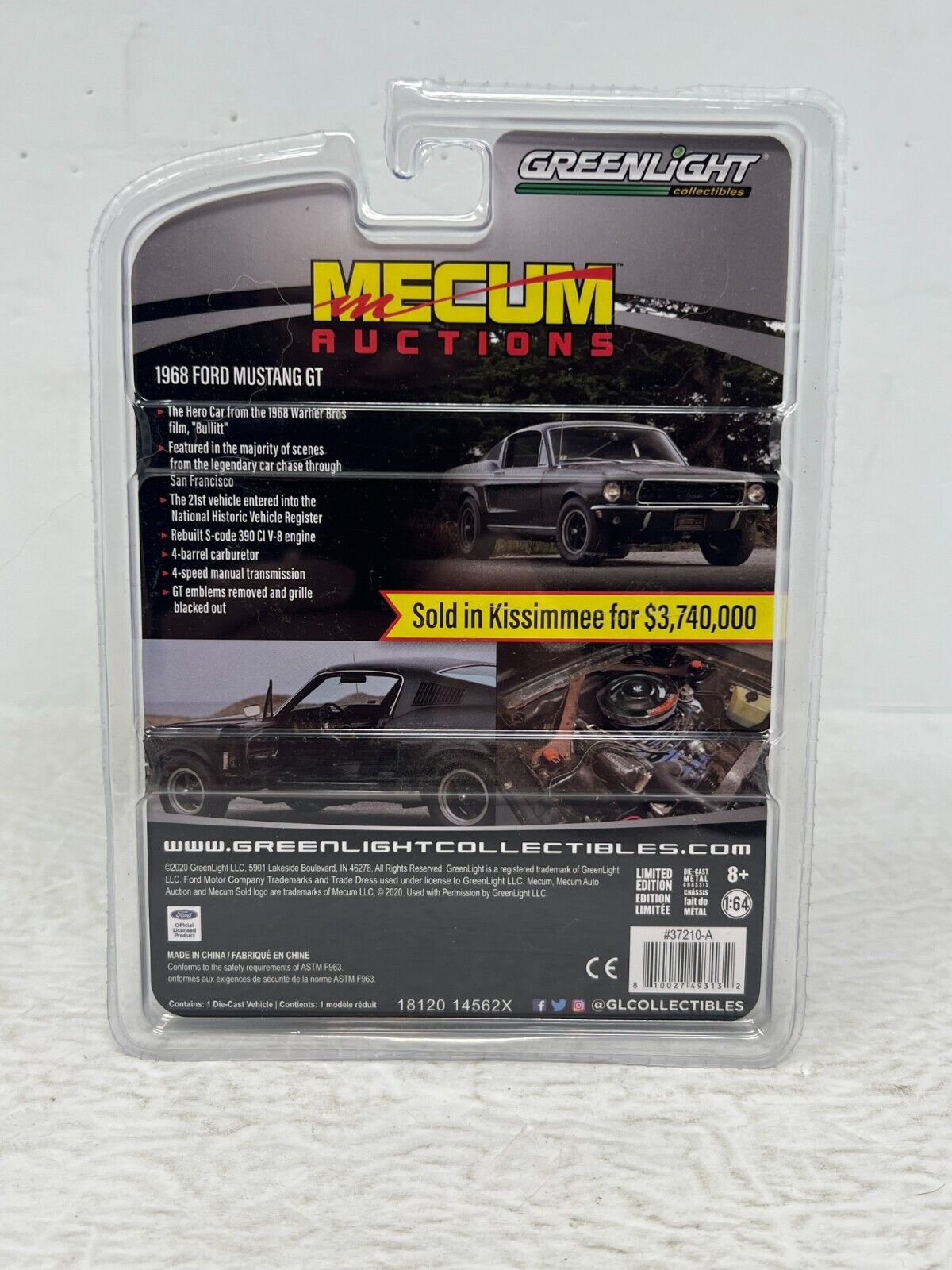 Greenlight Mecum Auctions Series 5 1968 Ford Mustang GT 1:64 Diecast