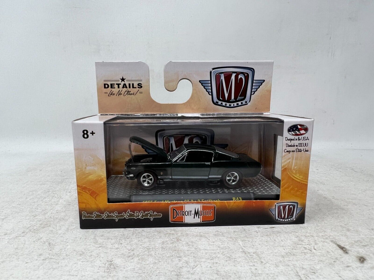 M2 Machines Detroit-Muscle 1965 Ford Mustang GT 2+2 Fastback R43 1:64 Diecast