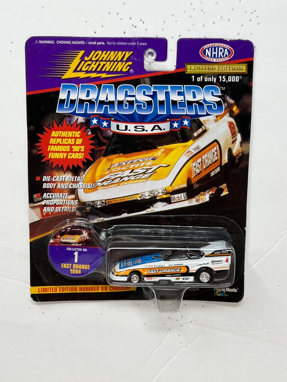 Johnny Lightning Dragsters U.S.A. '94 Fast Orange Daytona 1:64 Diecast