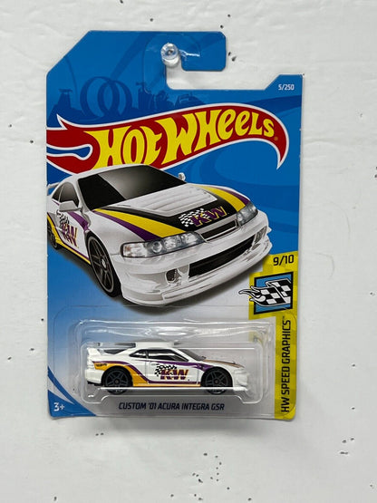 Hot Wheels HW Speed Graphics Custom '01 Acura Integra GSR JDM 1:64 Diecast White