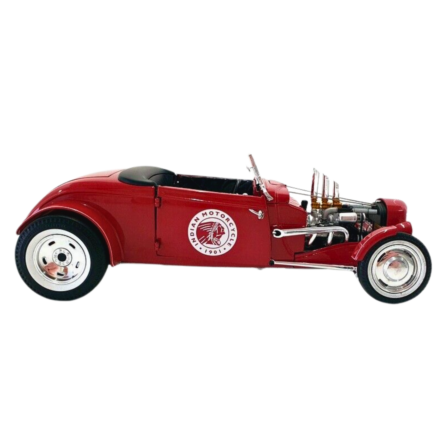 GMP 1934 Ford Hot Rod Roadster Indian Motorcycle 1:18 Diecast Red