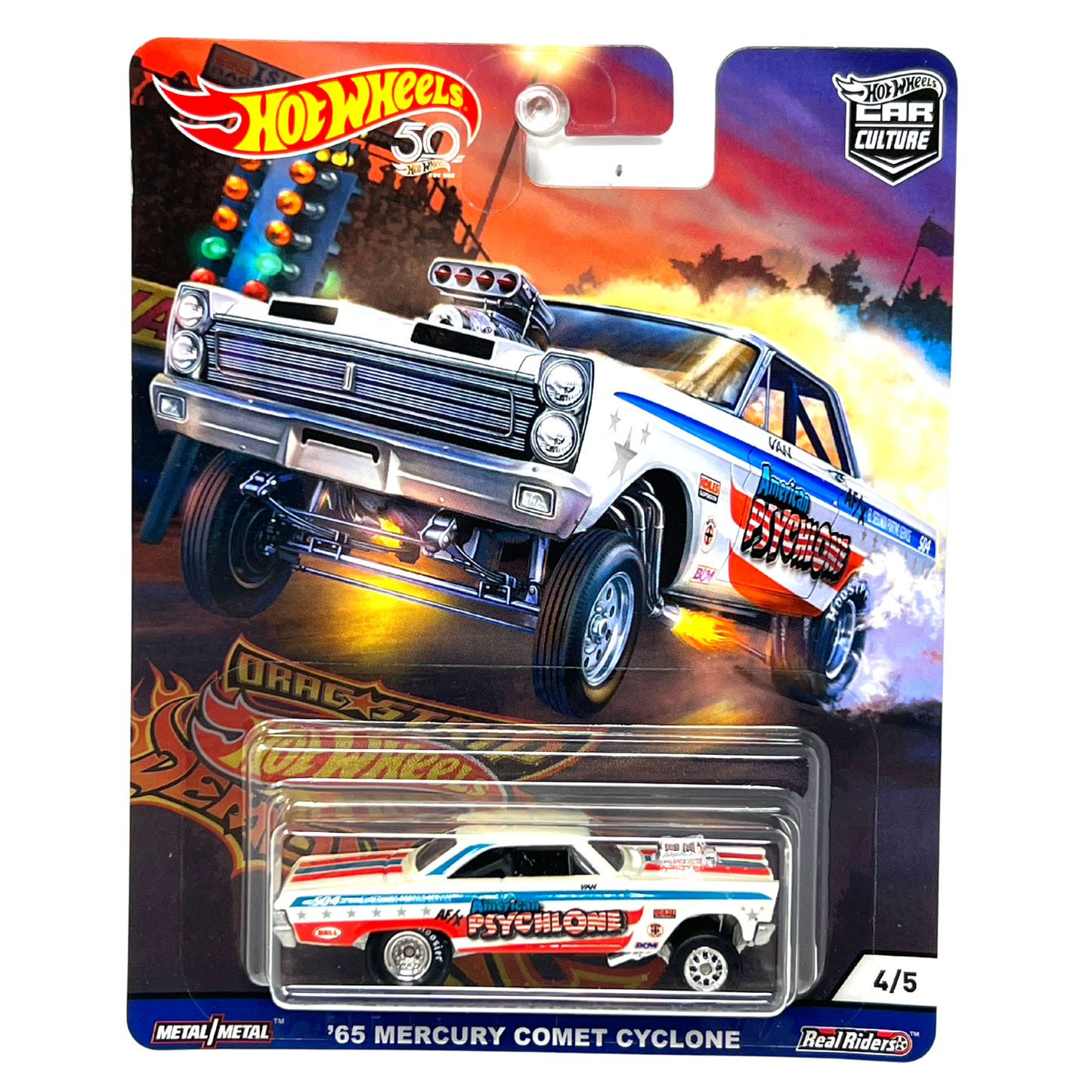 Hot Wheels Drag Strip Demons '65 Mercury Comet Cyclone Real Riders 1:64 Diecast