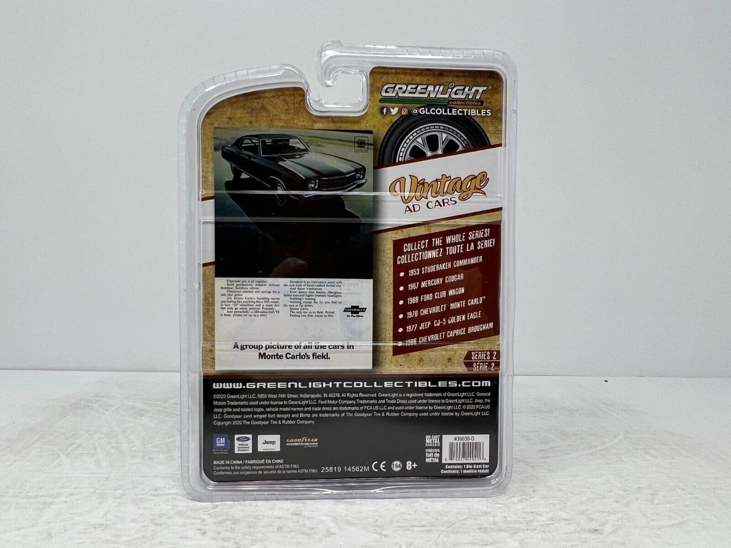 Greenlight Vintage Ad Cars RAW CHASE 1970 Chevrolet Monte Carlo 1:64 Diecast