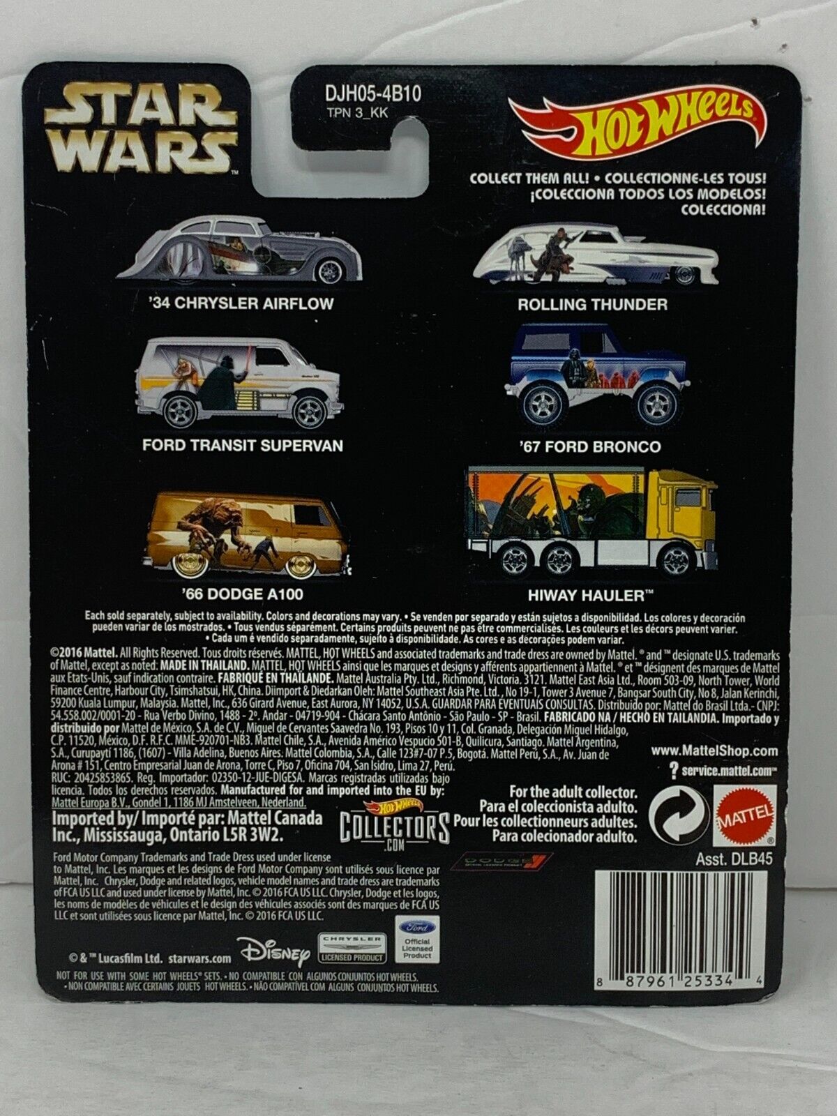 Hot Wheels 2016 Star Wars Pop Culture 1:64 Diecast Set of 6 By Ralph McQuarrie