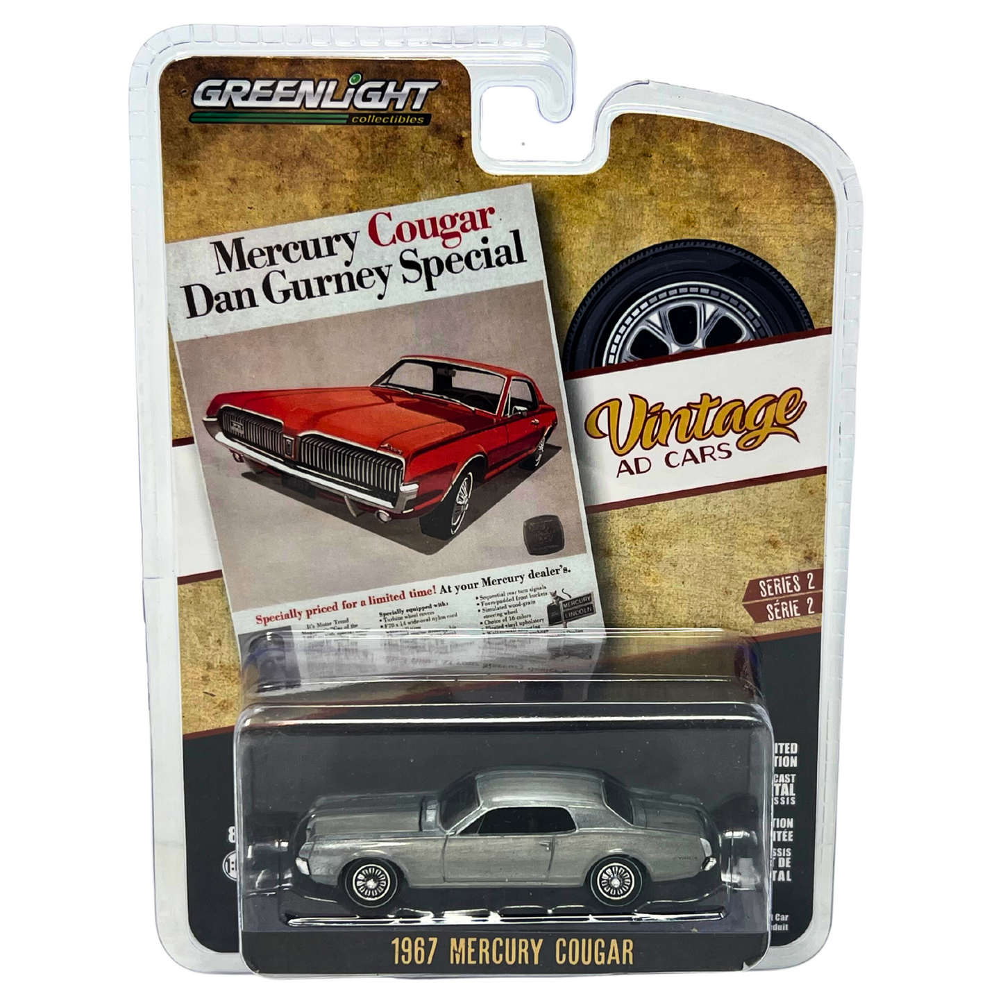 Greenlight Vintage Ad Cars 1967 Mercury Cougar RAW CHASE 1:64 Diecast