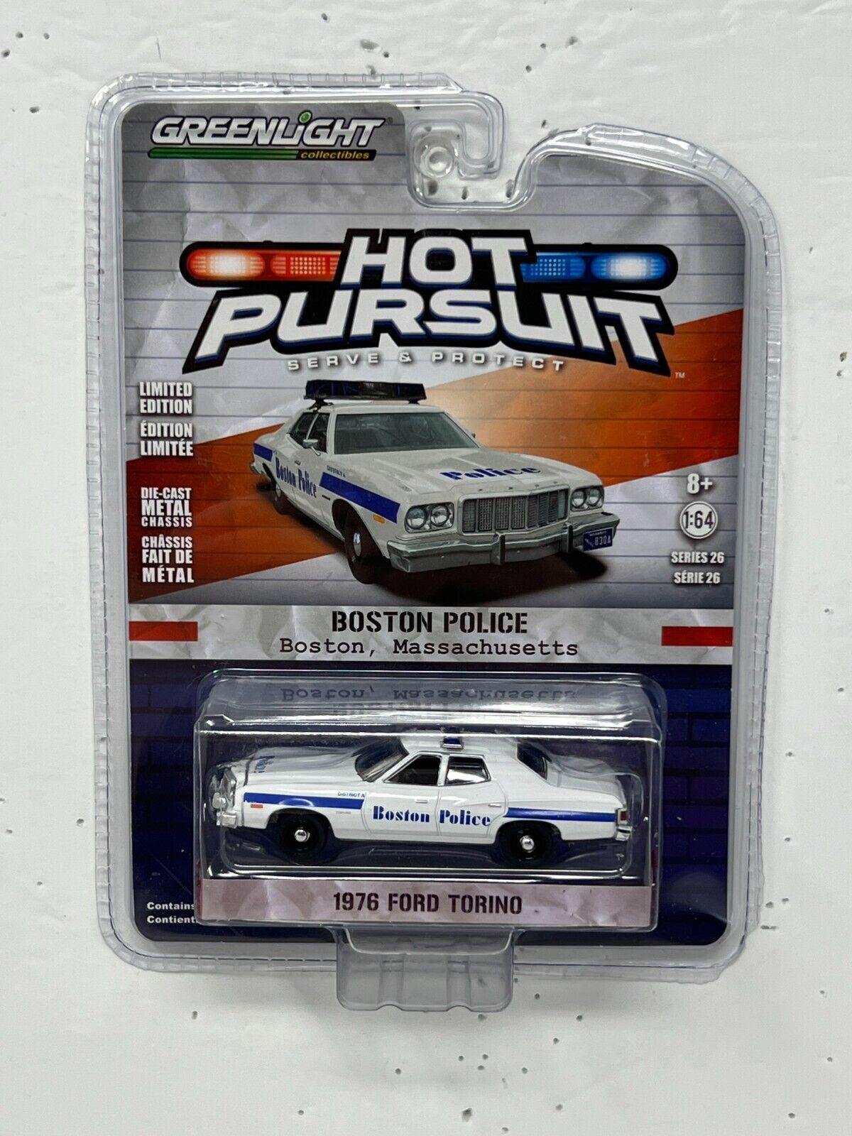 Greenlight Hot Pursuit Boston Police 1976 Ford Torino 1:64 Diecast