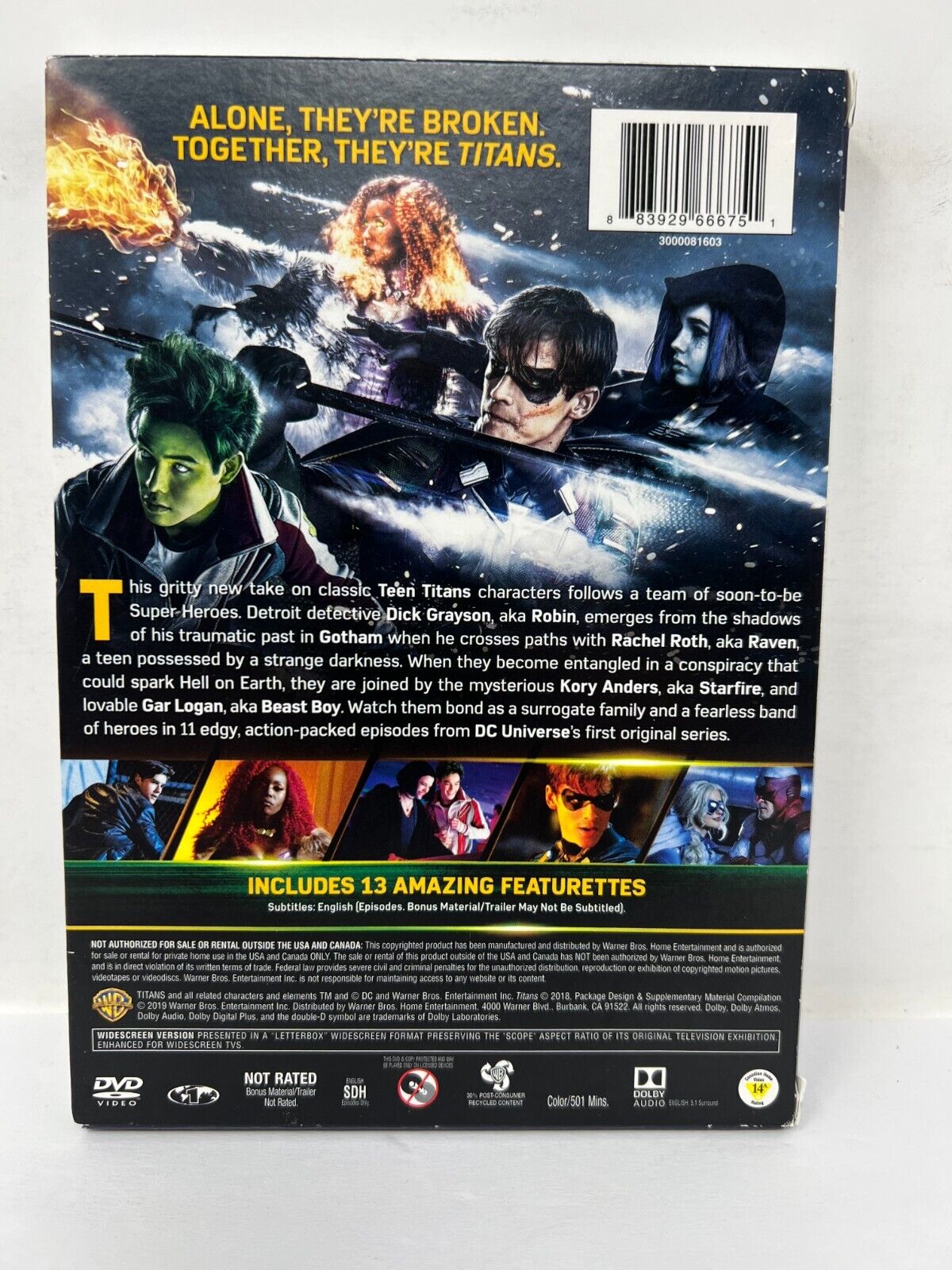 Titans Season 1 (DVD, 2019) DC TV Series Boxset DC Movie Good Condition!!!