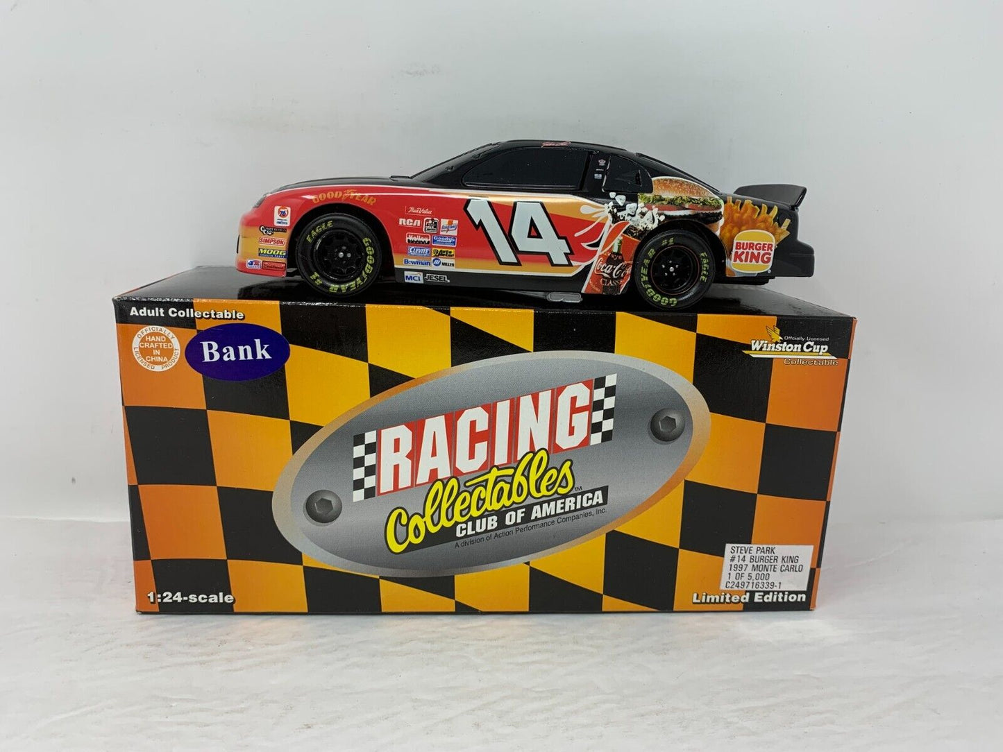 Action Nascar RCCA #14 Steve Park Burger King1997 Monte Carlo BANK 1:24 Diecast