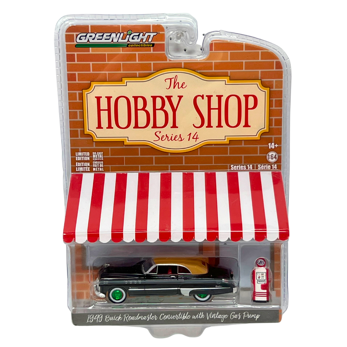 Greenlight Hobby Shop 1949 Buick with Gas Pump GREEN MACHINE 1:64 Diecast