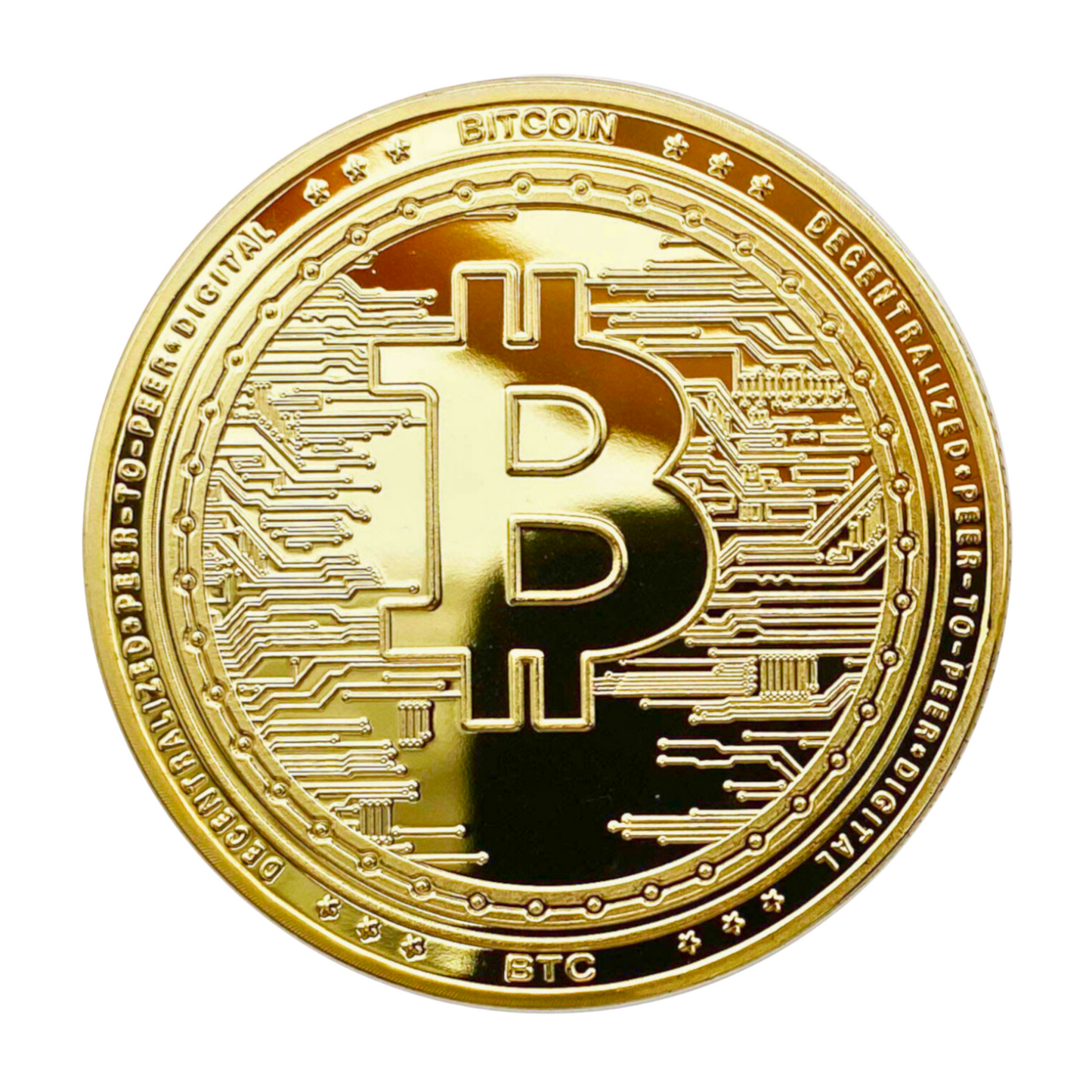 Bitcoin BTC (18k Gold Plated 2022 Edition) Physical Crypto Coin Novelty Souvenir
