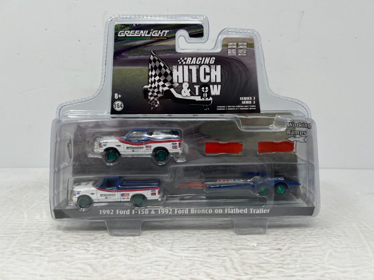 Greenlight Hitch & Tow 1992 Ford F-150 & Ford Bronco Green Machine 1:64 Diecast