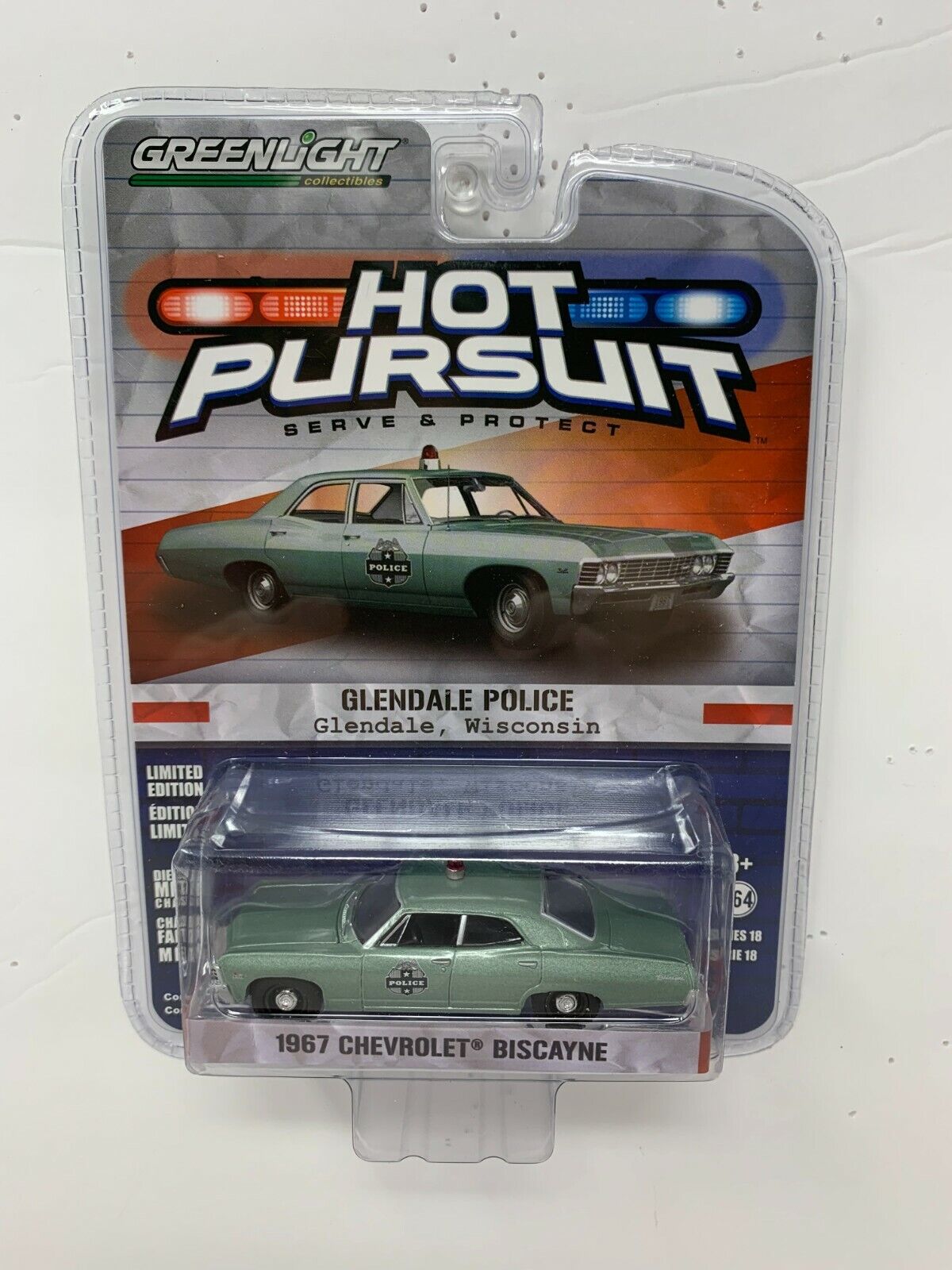 Greenlight Hot Pursuit Glendale Police 1967 Chevrolet Biscayne 1:64 Diecast