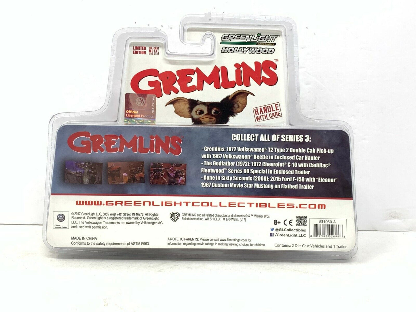 Greenlight Hollywood Gremlins Hitch & Tow Volkswagen T2 & Beetle 1:64 Diecast