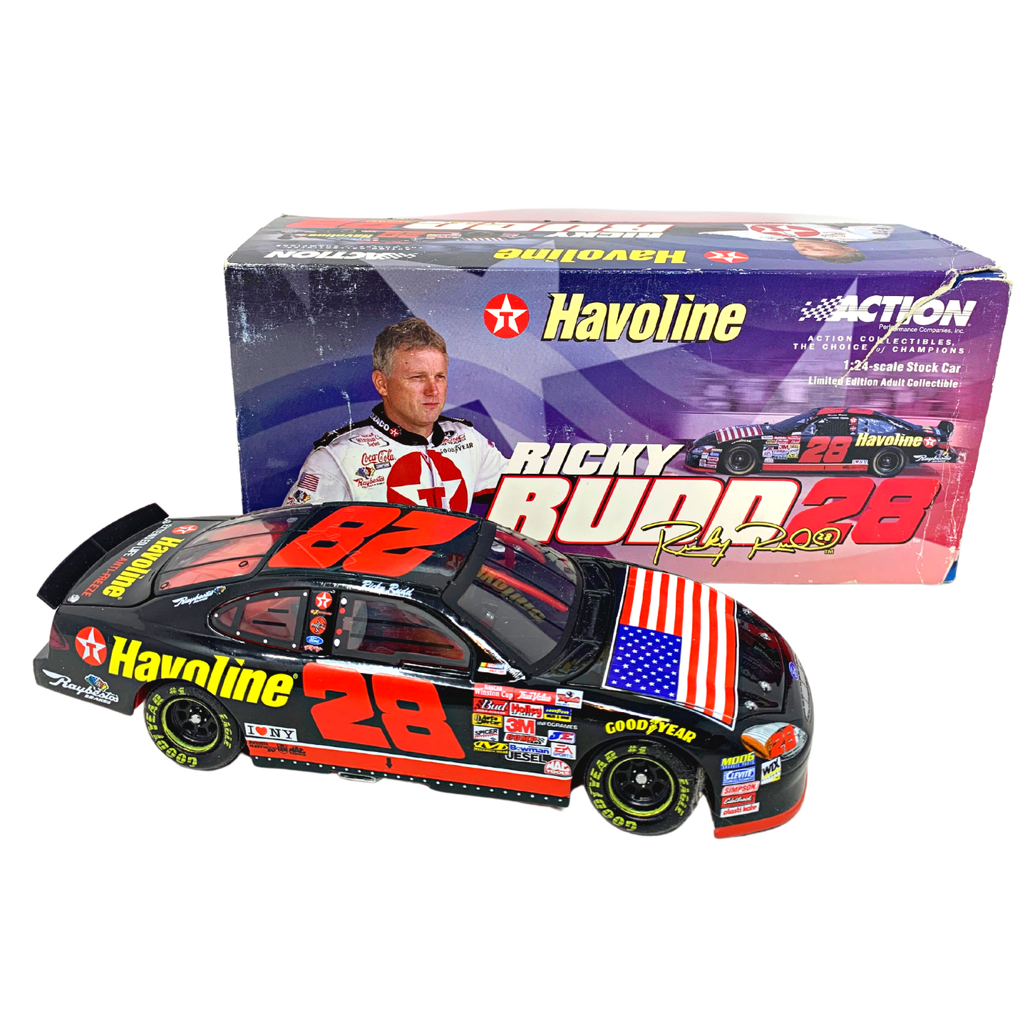 Action Nascar #28 Ricky Rudd Havoline Memorial 2001 Ford Taurus 1:24 Diecast