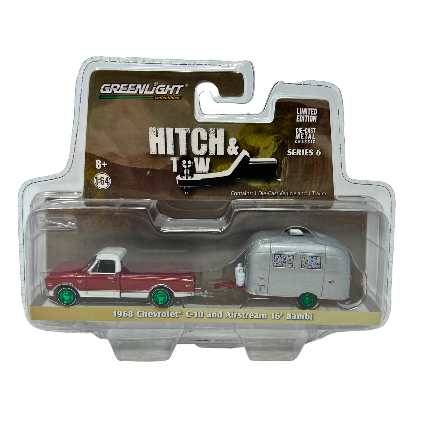Greenlight Hitch & Tow 1968 Chevy C-10 and Airstream Green Machine 1:64 Diecast