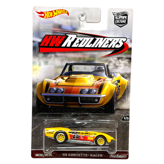 Hot Wheels HW Redliners '69 Corvette Racer Real Riders 1:64 Diecast