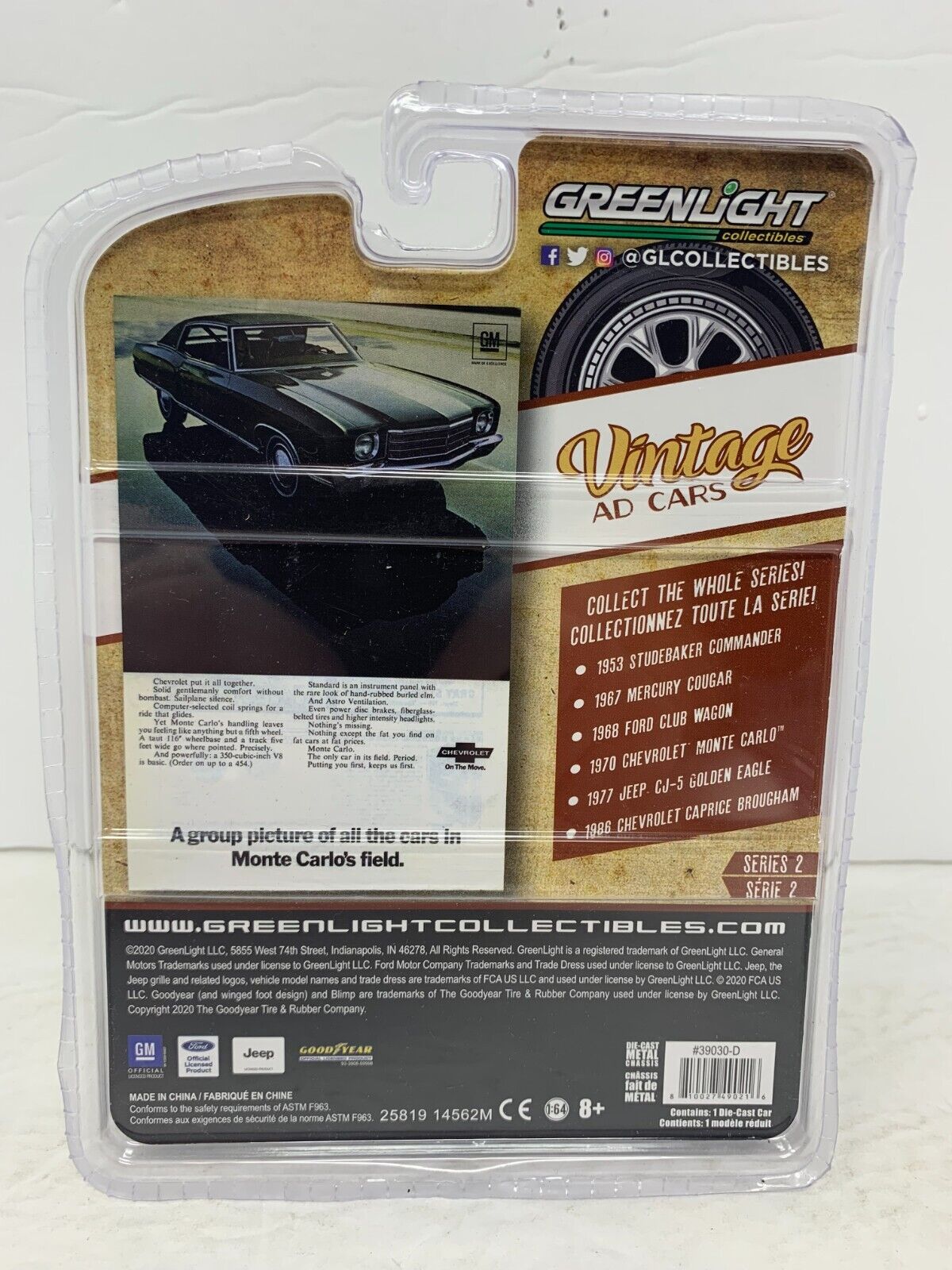 Greenlight Vintage Ad Cars Series 2 1970 Chevrolet Monte Carlo 1:64 Diecast