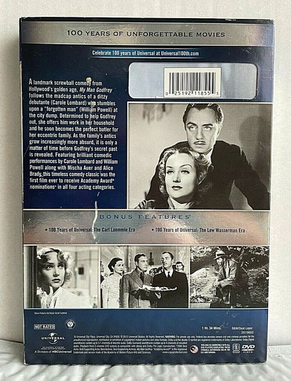 My Man Godfrey (DVD, 2012) William Powell Carole Lombard Drama Good Condition!!!