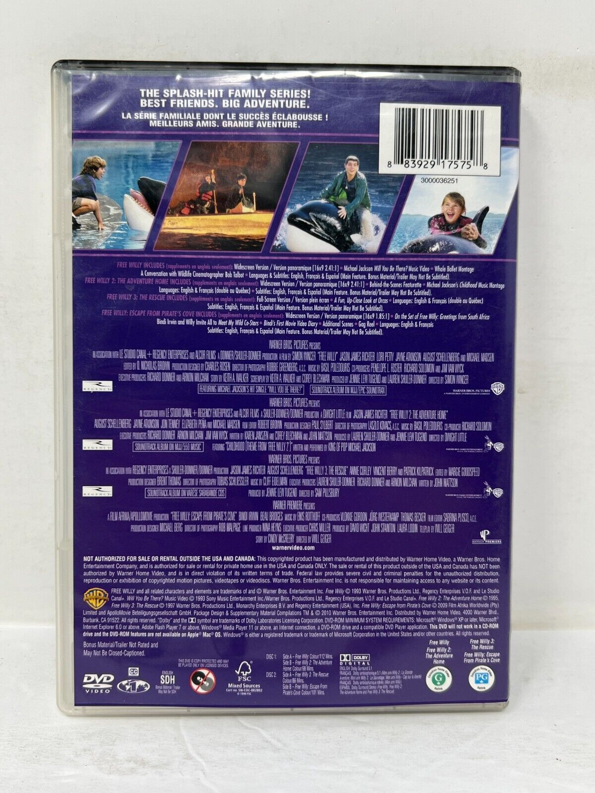 Free Willy Collection 4 Film Favourites (DVD, 2010) Jason James Richter Family