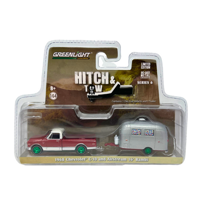 Greenlight Hitch & Tow 1968 Chevy C-10 and Airstream Green Machine 1:64 Diecast