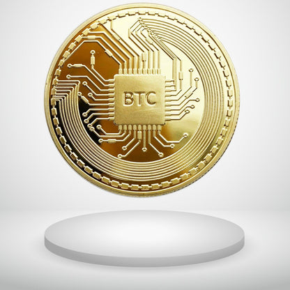 Bitcoin BTC (18k Gold Plated 2022 Edition) Physical Crypto Coin Novelty Souvenir