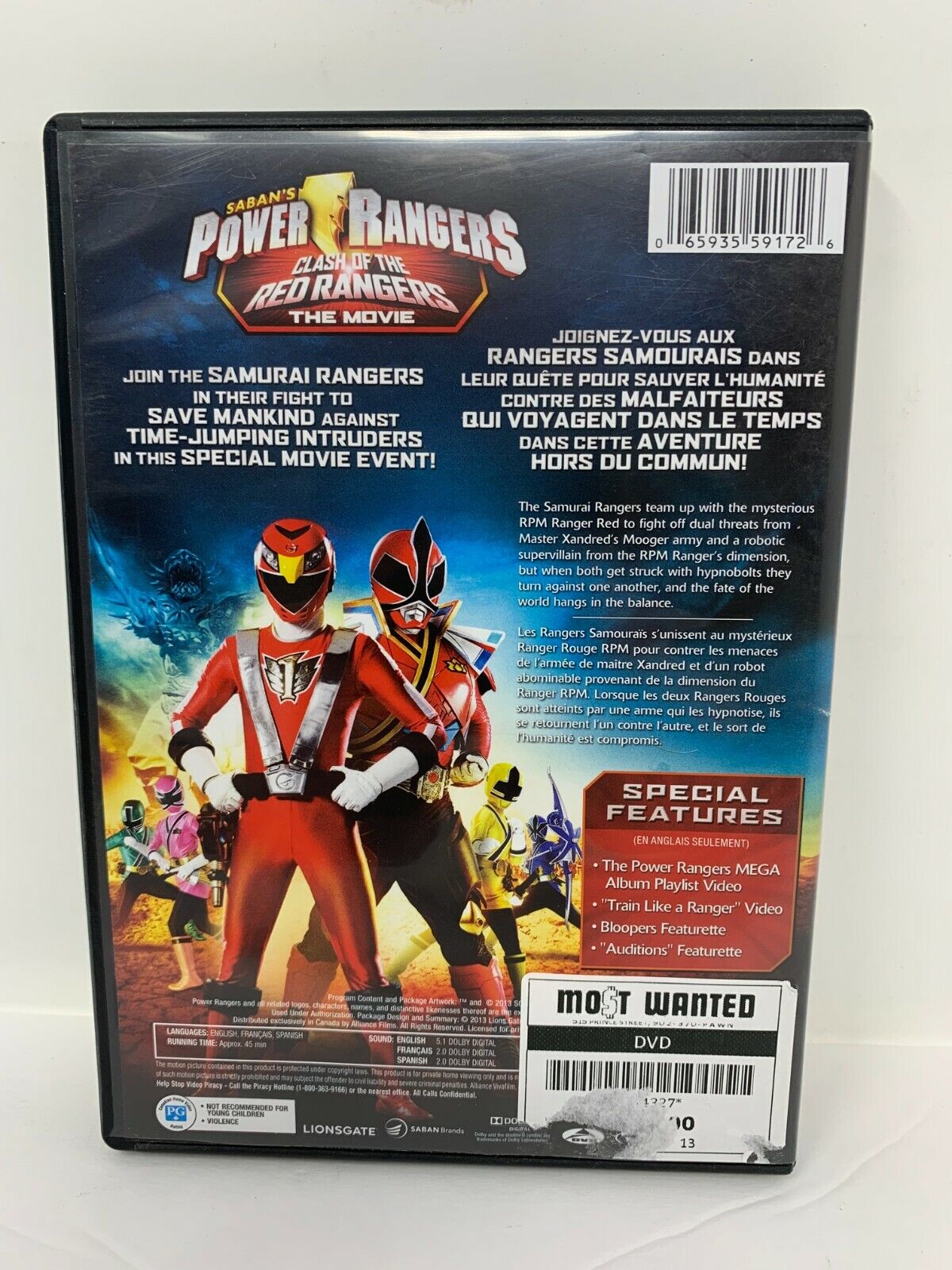 Power Rangers: Clash of the Red Rangers (DVD, 2013) Action Movie Good Condition!