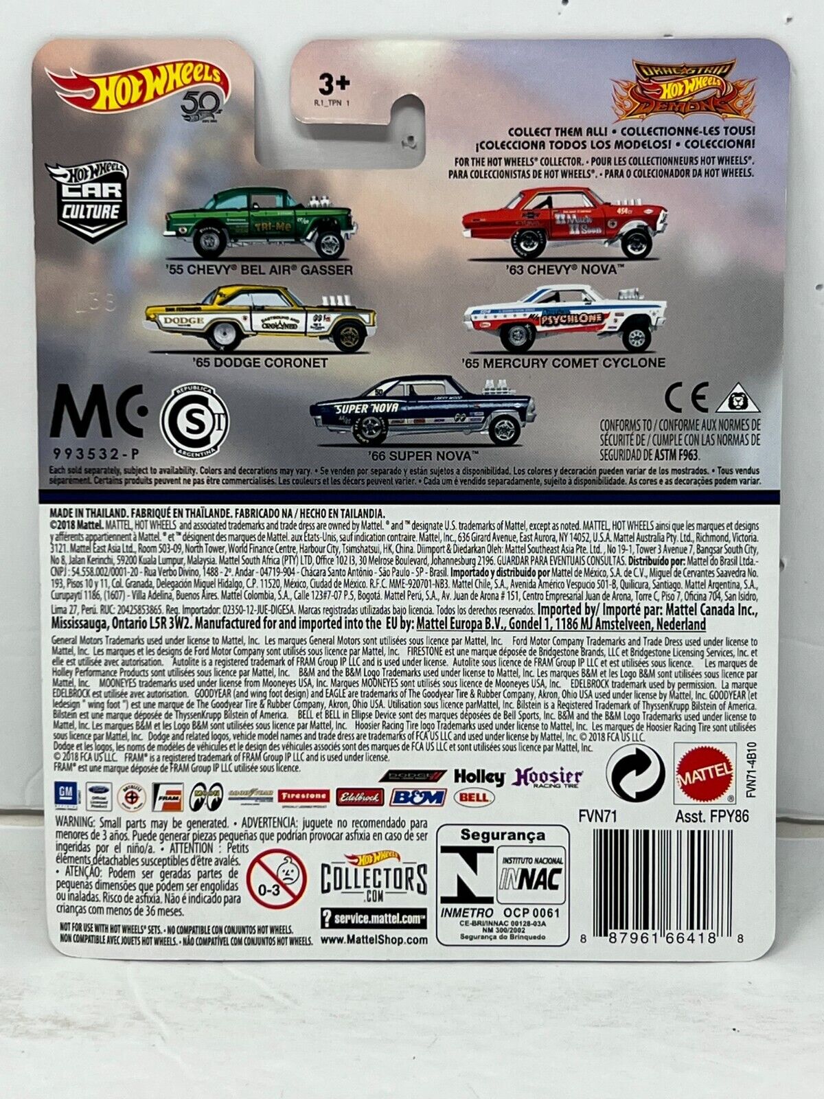 Hot Wheels Drag Strip Demons '65 Mercury Comet Cyclone Real Riders 1:64 Diecast