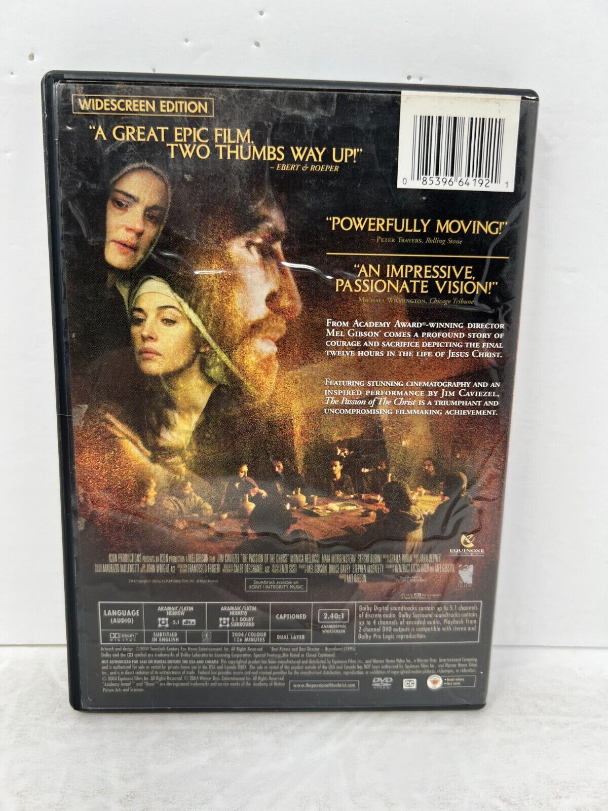 The Passion of the Christ (DVD, 2004) Religious Mel Gibson Good Condition!!!