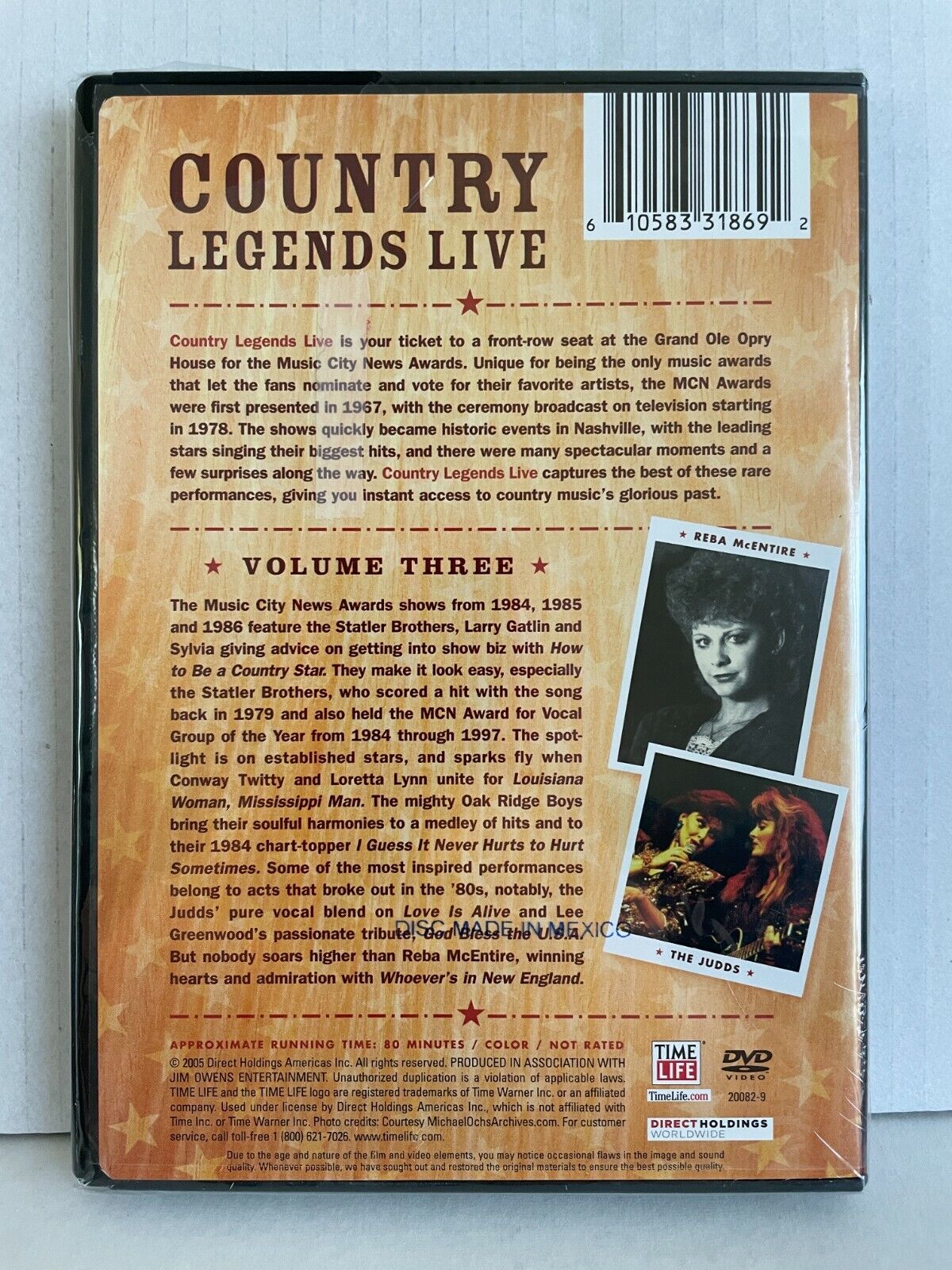 Country Legends Live Vol. 3 (DVD, 2005) Time Life Music Concert Sealed!!!