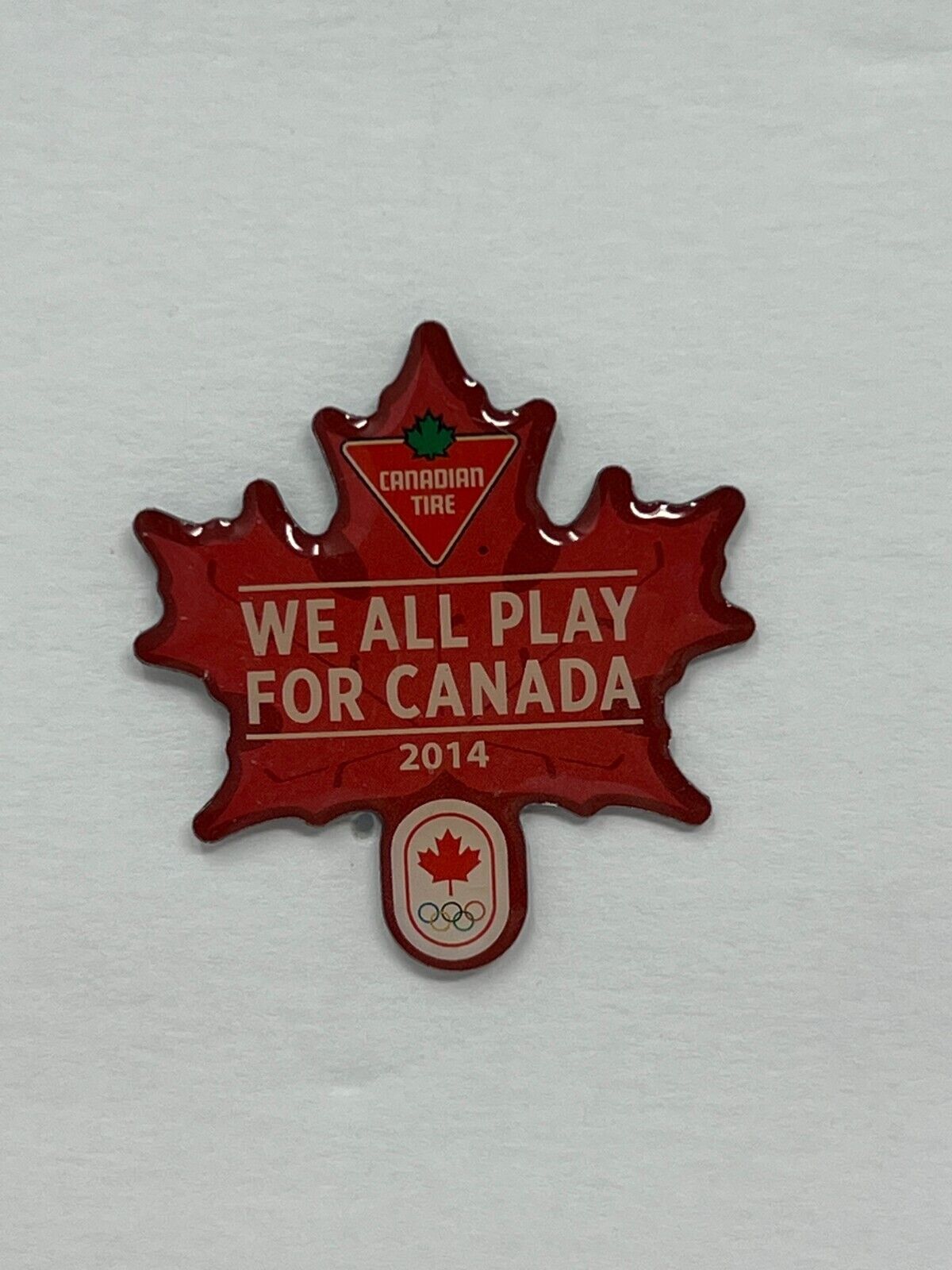 2014 Canadian Tire We All Play for Canada Maple Leaf Olympics Lapel Pin P2