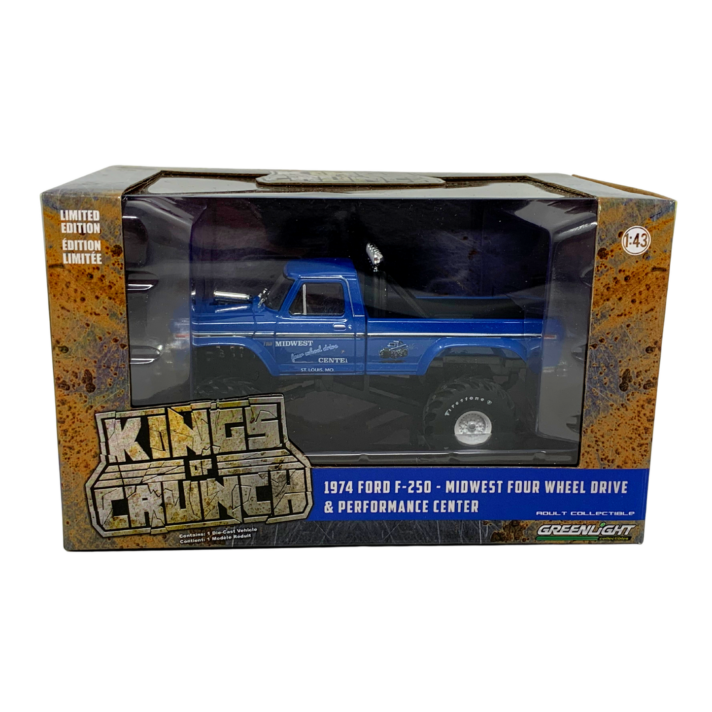 Greenlight Kings of Crunch 1974 Ford F-250 Midwest 4WD 1:43 Diecast