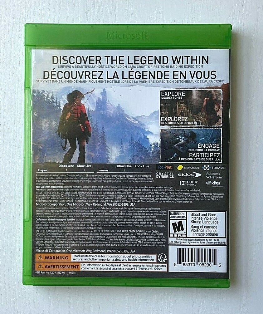 Rise of the Tomb Raider - Xbox One - XB1 - Used - Very Good Condition!!!