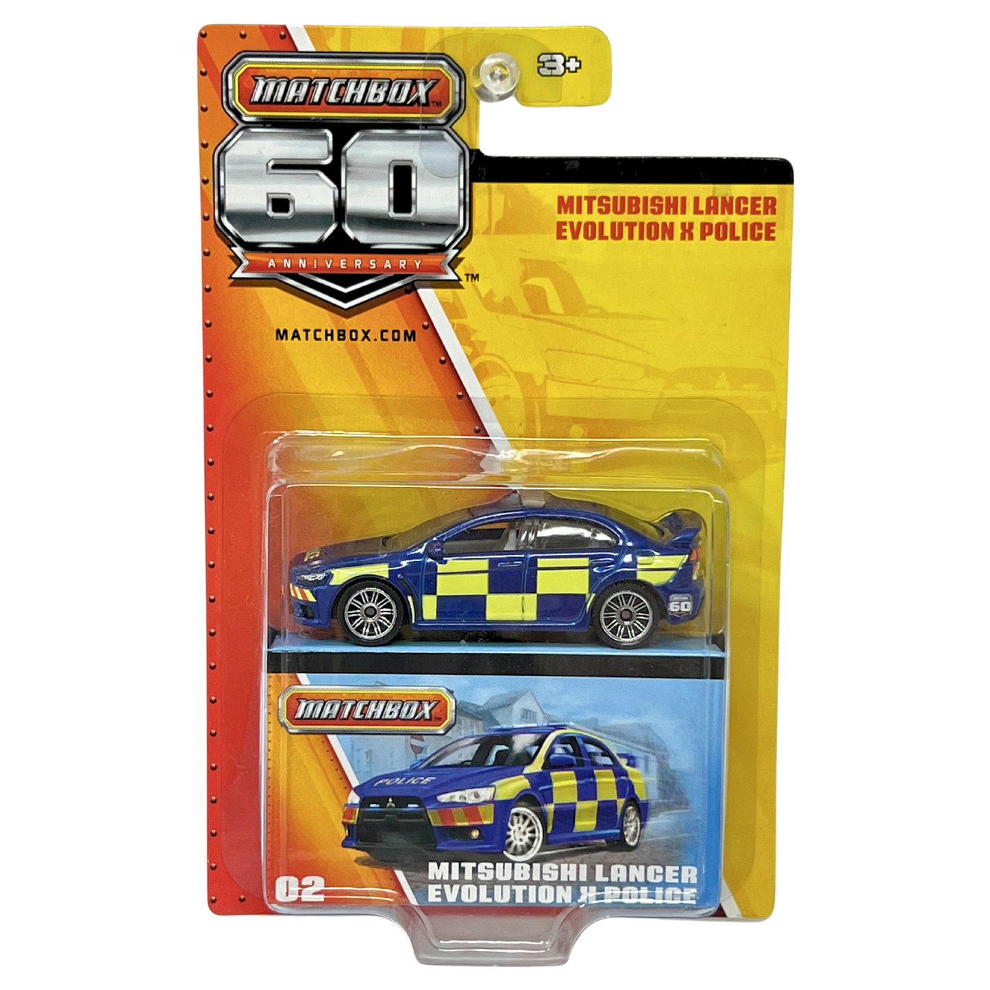 Matchbox 60th Anniversary Mitsubishi Lancer Evolution X Police 1:64 Diecast