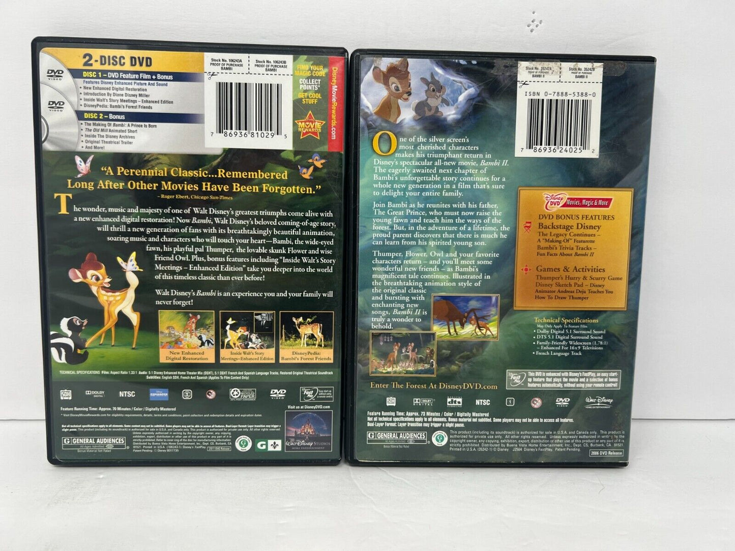 Disney Bambi 1 & 2 (DVD) Collection Lot Good Condition!!!