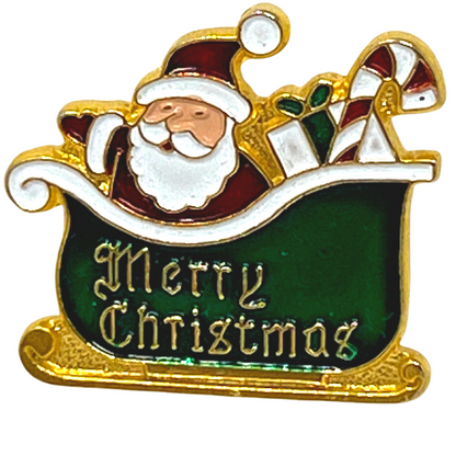 Merry Christmas Santa Sleigh Lapel Pin