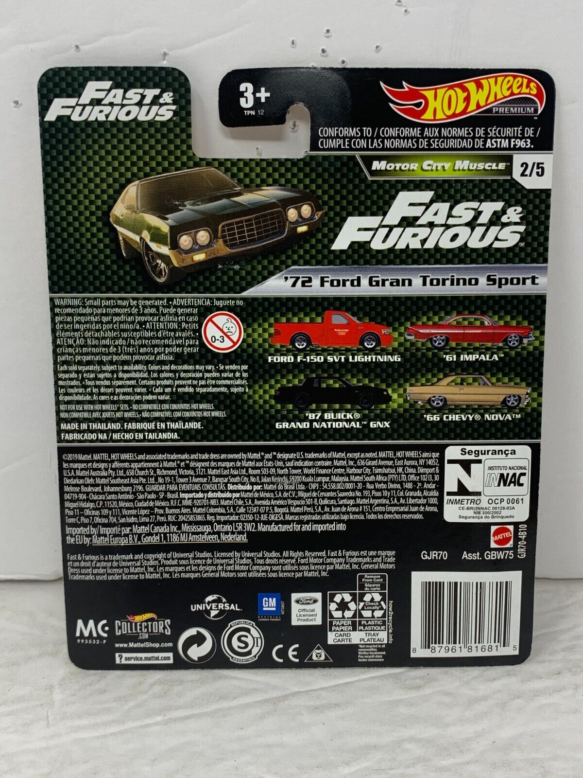 Hot Wheels Premium Fast & Furious '72 Ford Gran Torino Sport 1:64 Diecast