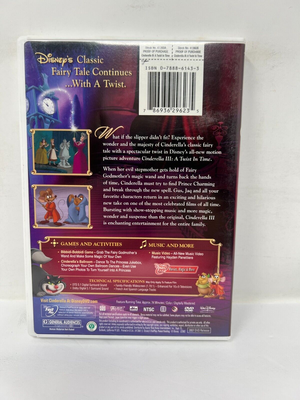 Disney Cinderella III 3: A Twist in Time (DVD, 2007) Good Condition!!!