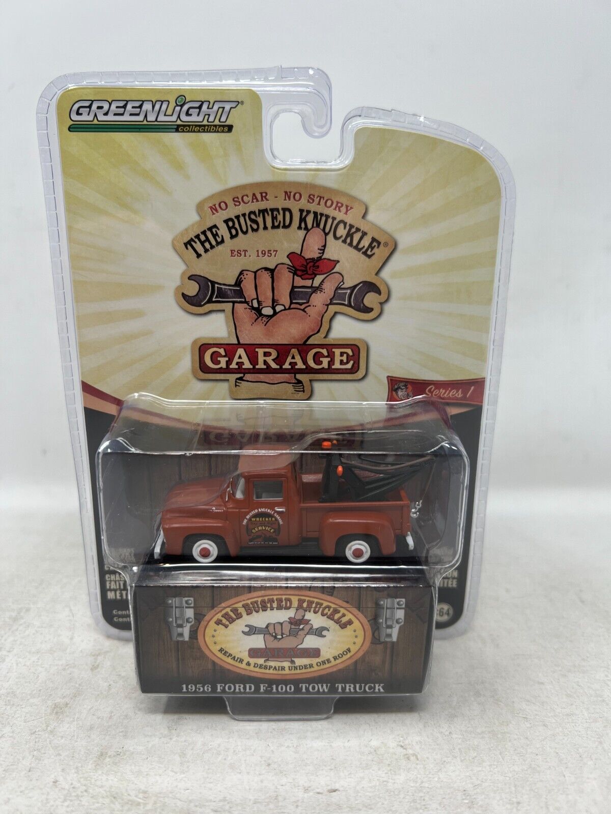 Greenlight The Busted Knuckle Garage 1956 Ford F-100 Tow Truck 510 1:64 Diecast