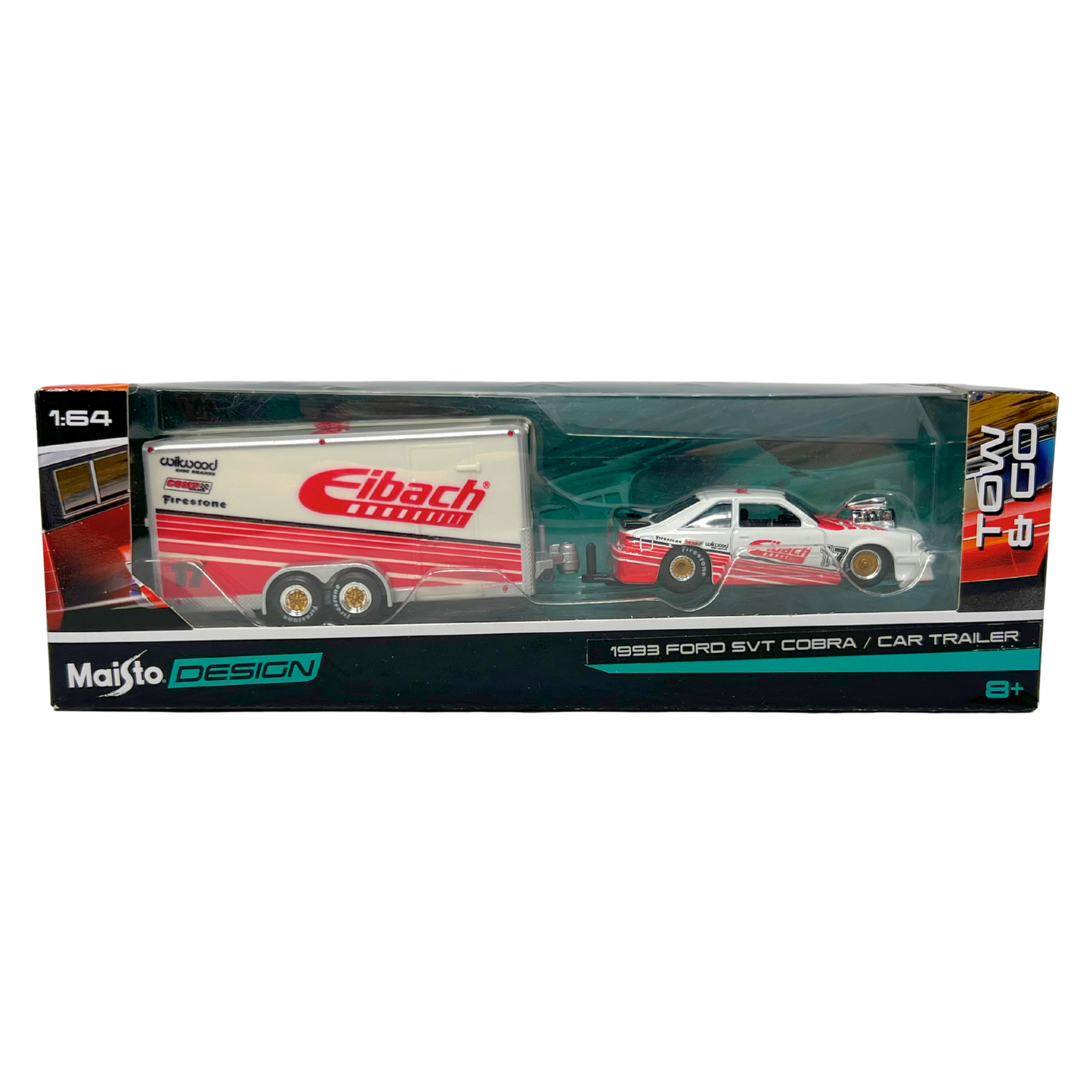 Maisto Design Tow & Go 1993 Ford SVT Cobra & Trailer 1:64 Diecast