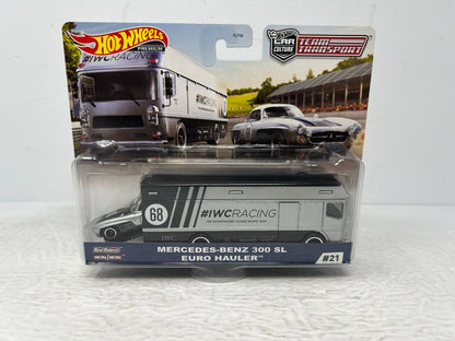 Hot Wheels Premium Mercedes-Benz 300 SL & Hauler #21 Team Transport 1:64 Diecast