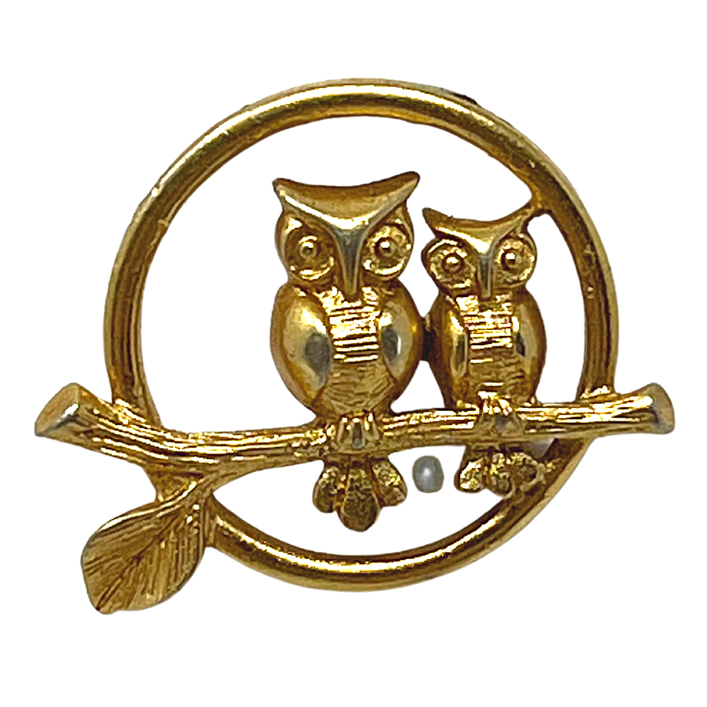 Pair of Owls on Branch Animal Lapel Pin
