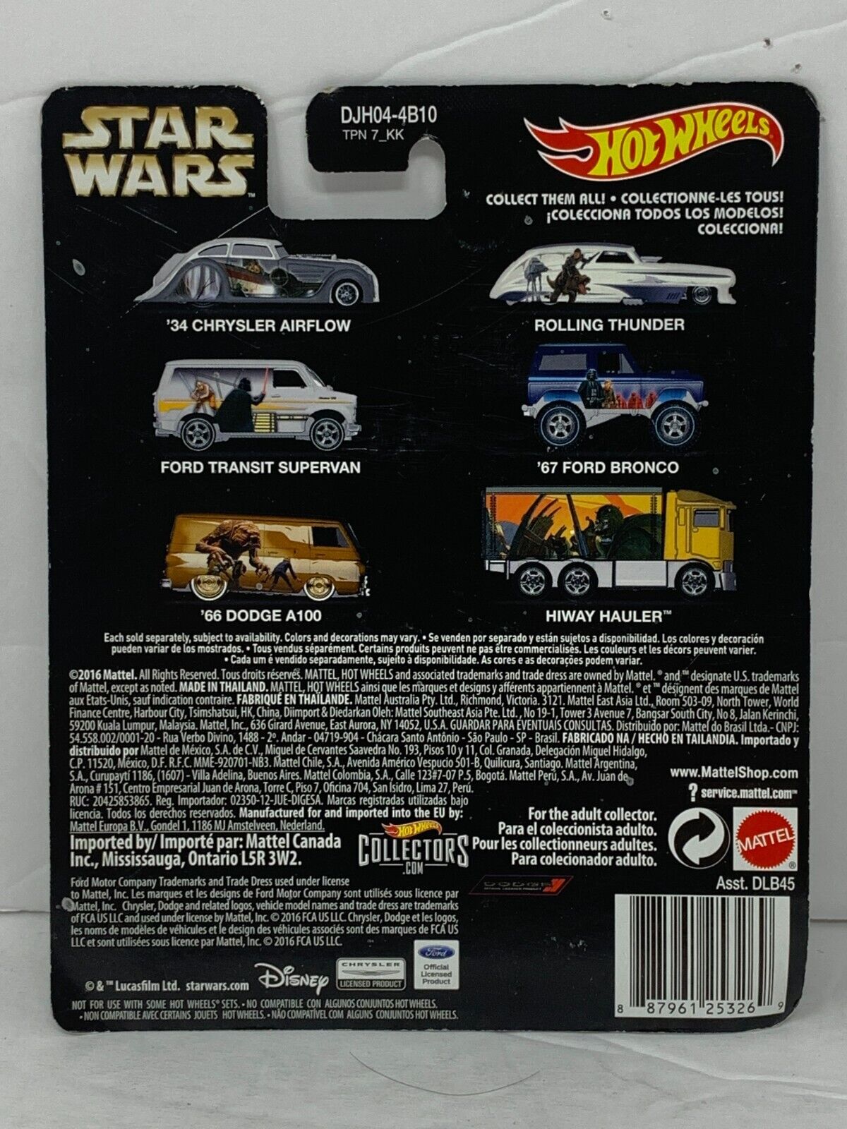 Hot Wheels 2016 Star Wars Pop Culture 1:64 Diecast Set of 6 By Ralph McQuarrie