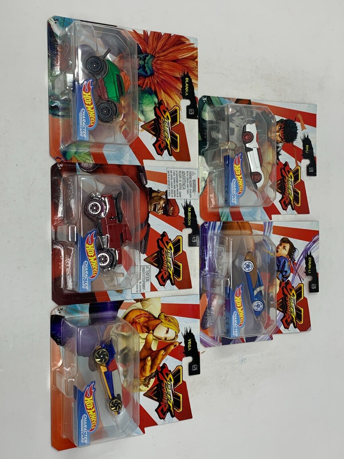 Hot Wheels Character Cars Capcom Street Fighter Complete Set of 5 1:64 Diecast