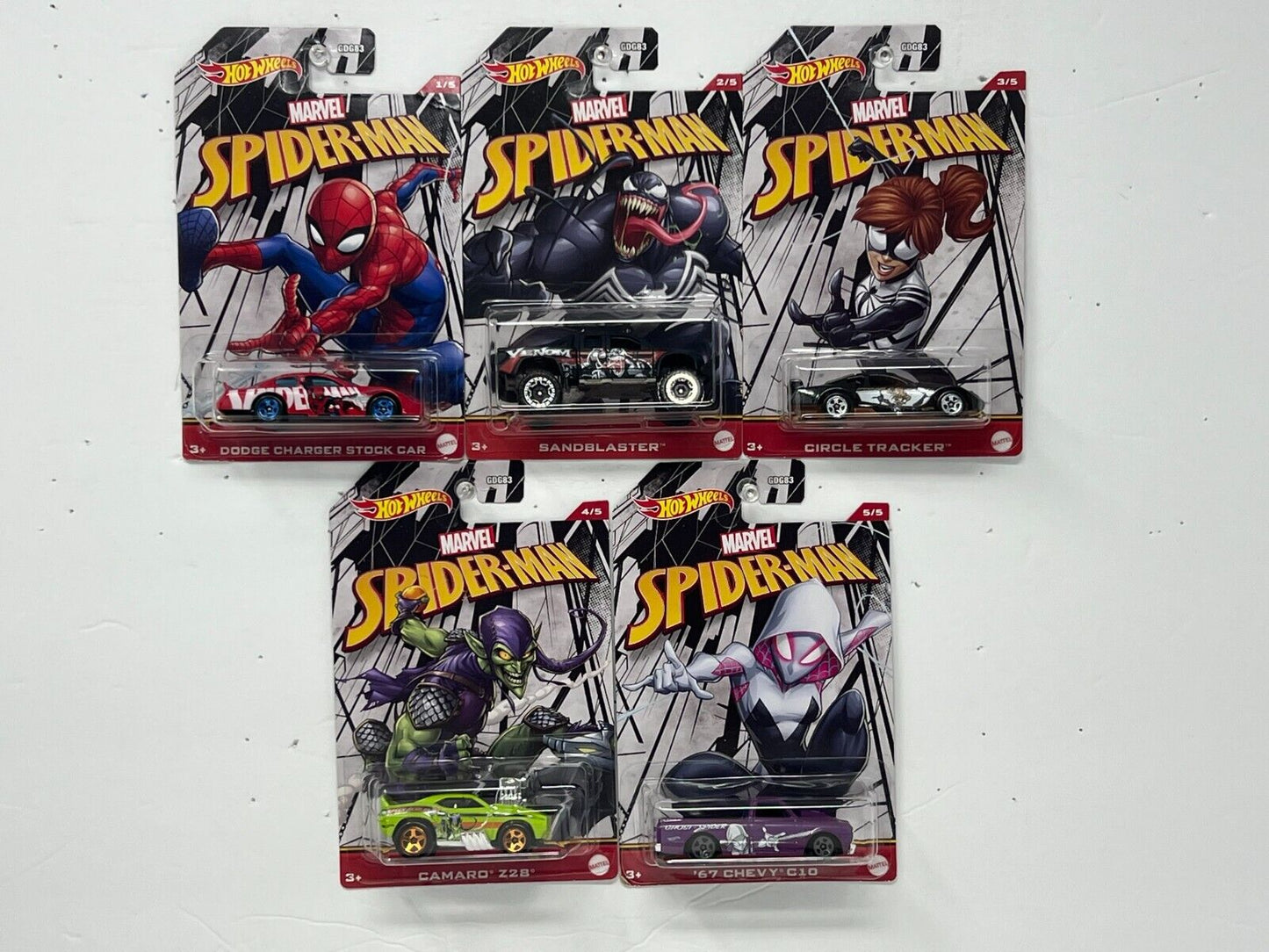 Hot Wheels Marvel Spider-Man Venom Series 1:64 Diecast Complete Set of 5