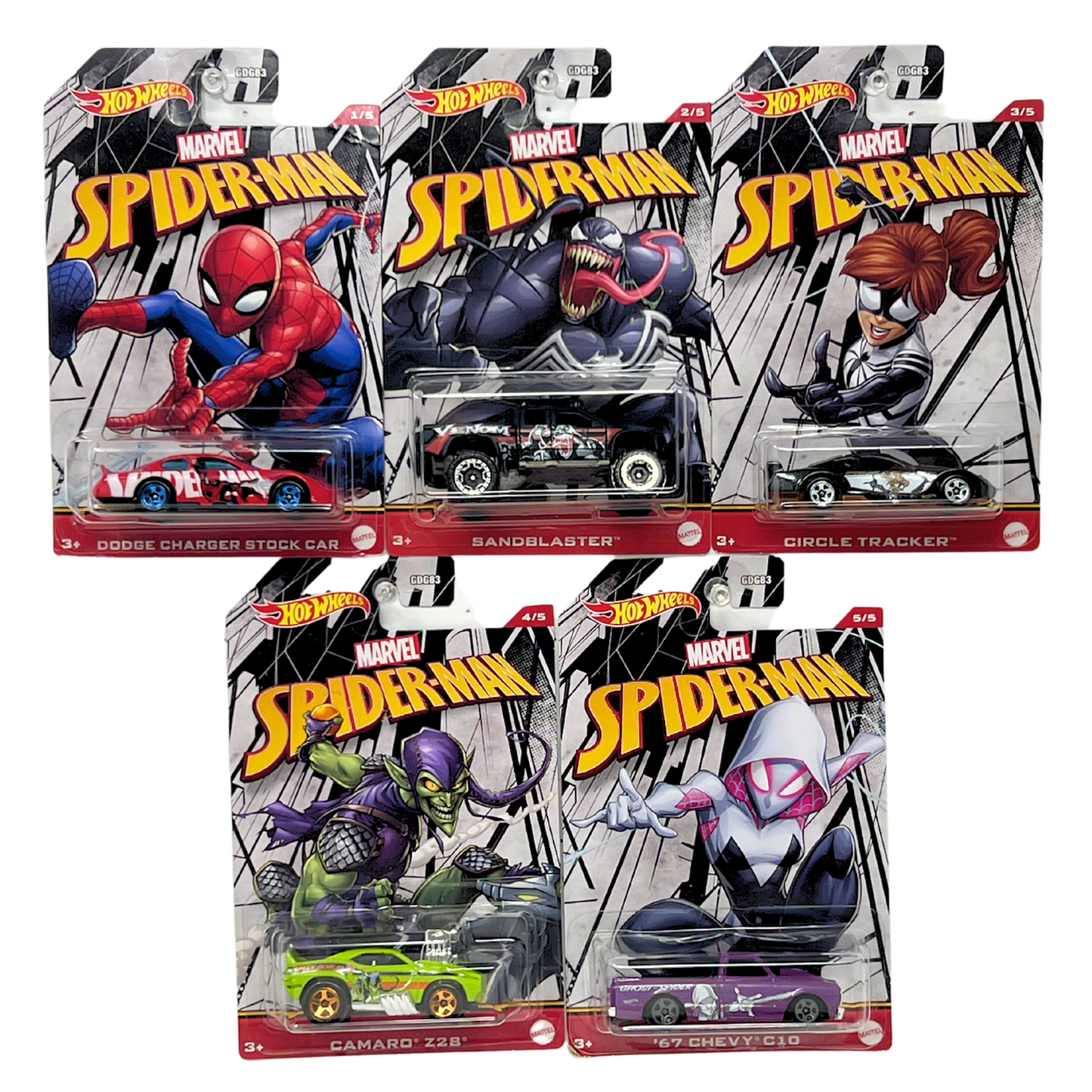 Hot Wheels Marvel Spider-Man Venom Series 1:64 Diecast Complete Set of 5