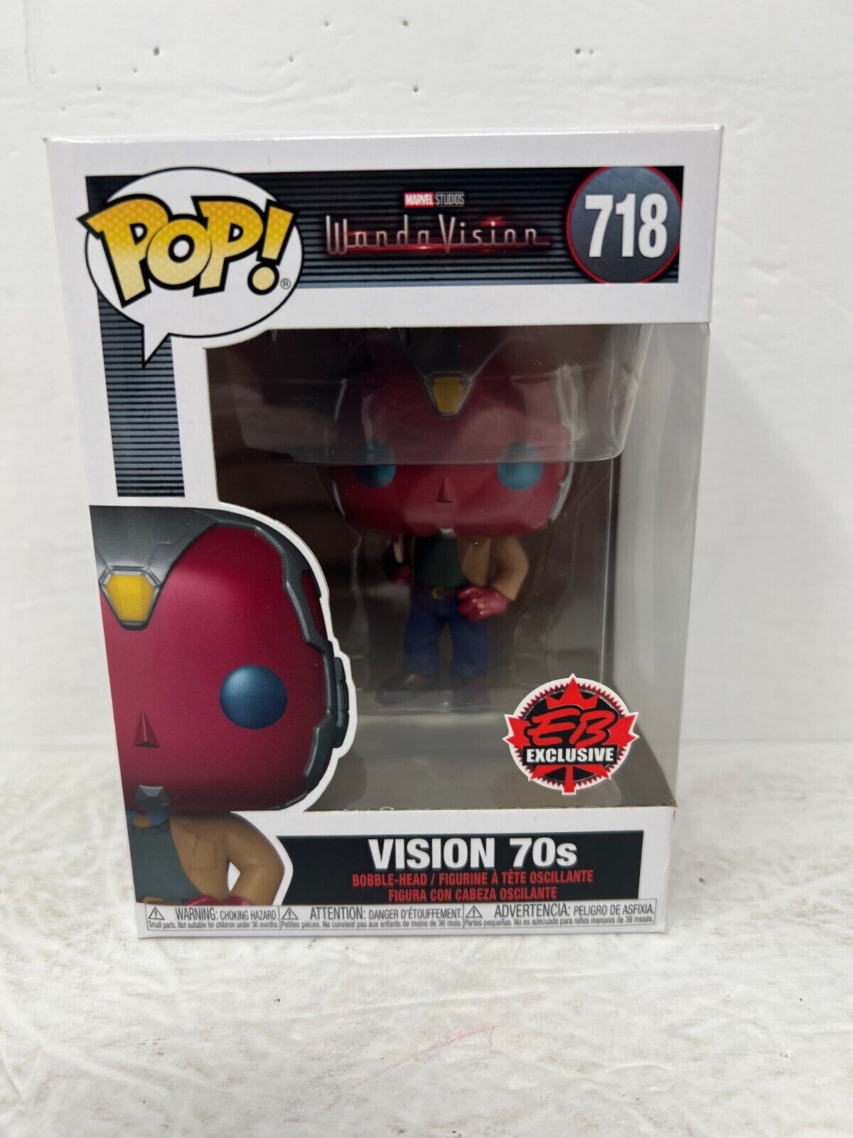 Funko Pop! Marvel Studios Wanda Vision #718 Vision 70s EB Exclusive Bobble-Head