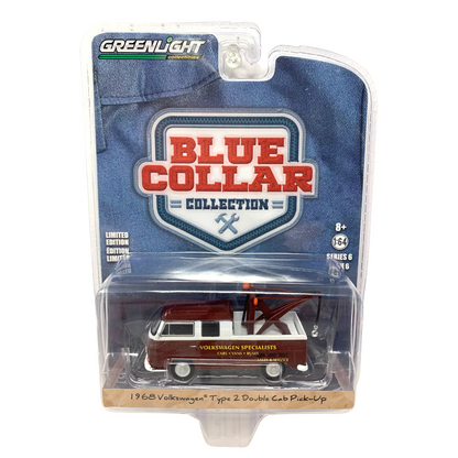 Greenlight Blue Collar 1968 Volkswagen Type 2 Double Cab Pick-Up 1:64 Diecast